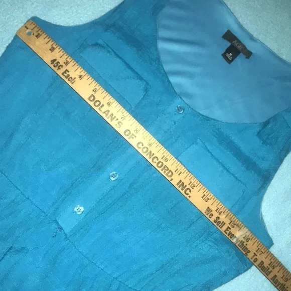 AGB turquoise sleeveless lined midi dress chest pockets button front NEW size M - Picture 10 of 11